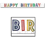Metallic Happy Birthday Banner 10" x 9'