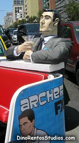 Archer Pedicab foam sculpture and props for marketing and advertising - Comiccon