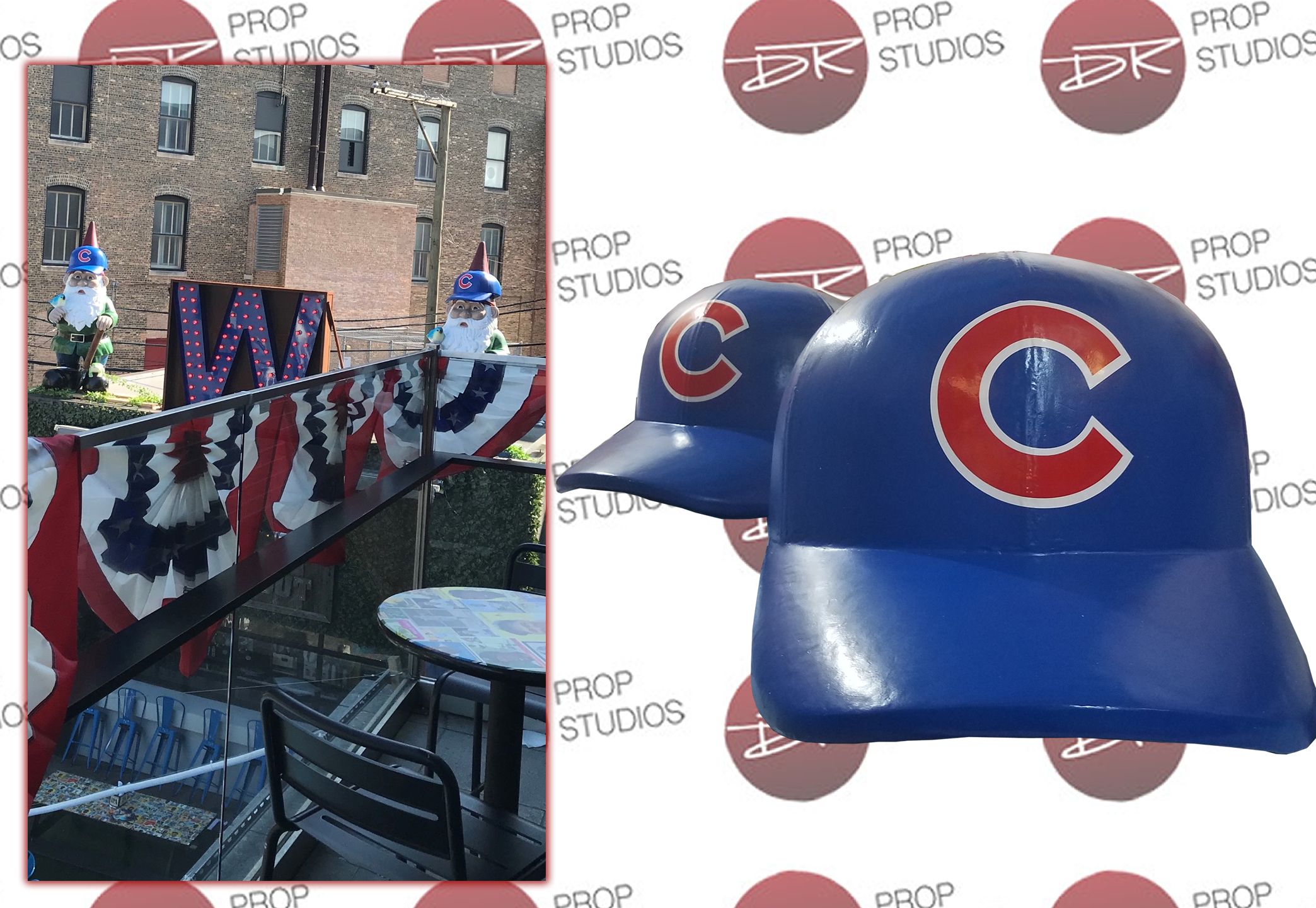 Large Scenic Baseball Caps on Gnome for Restaurant Display Prop
