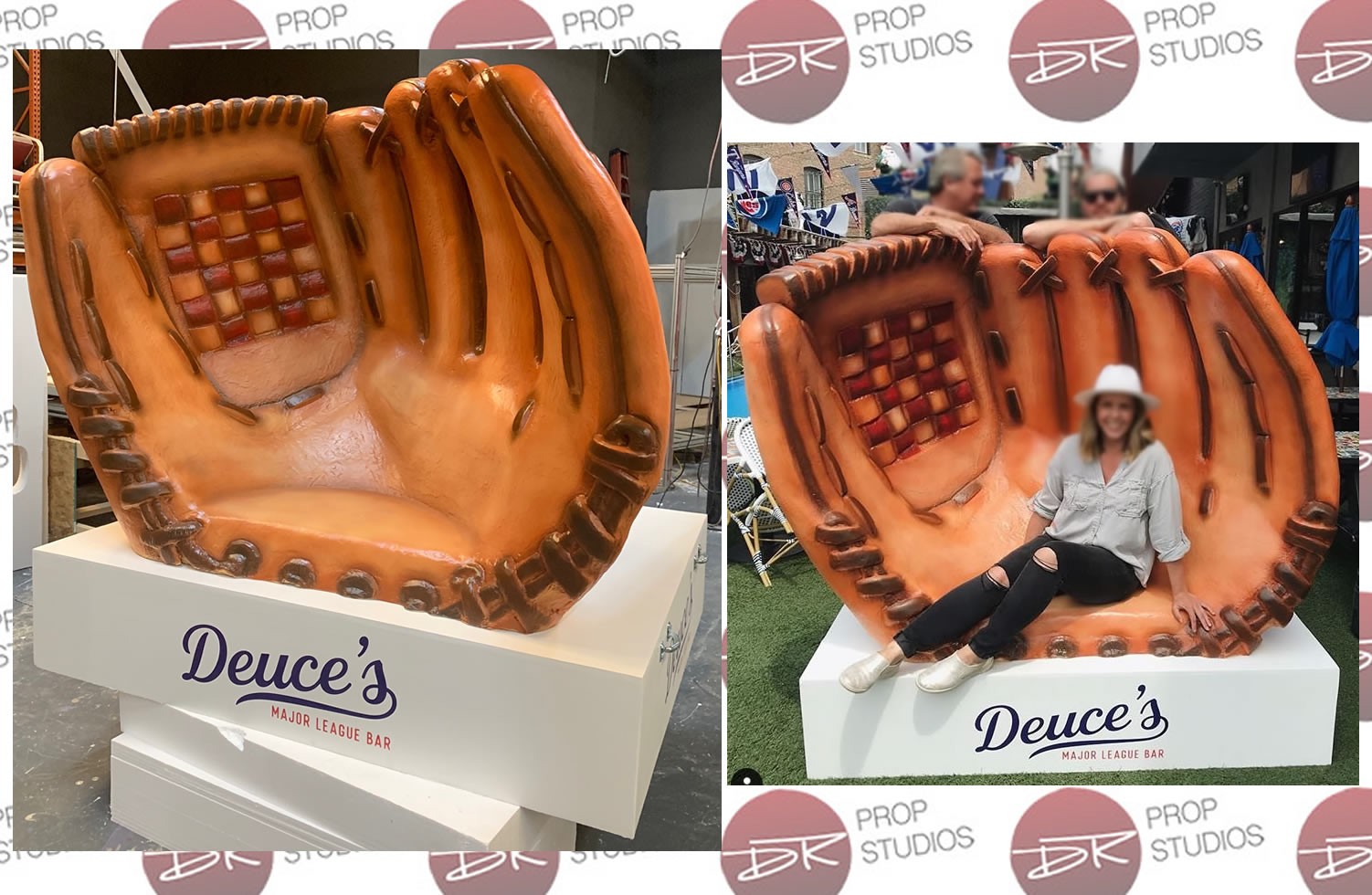 Large Foam Baseball Glove Seat Chair for Deuce's Major League Bar in Chicagpo