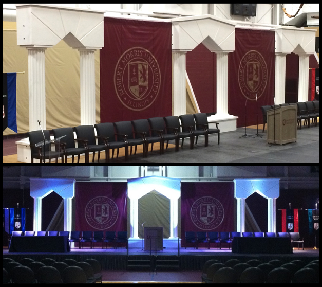 Custom Foam Props and Stage Columns Displays for weddings events and Graduation Ceremonies