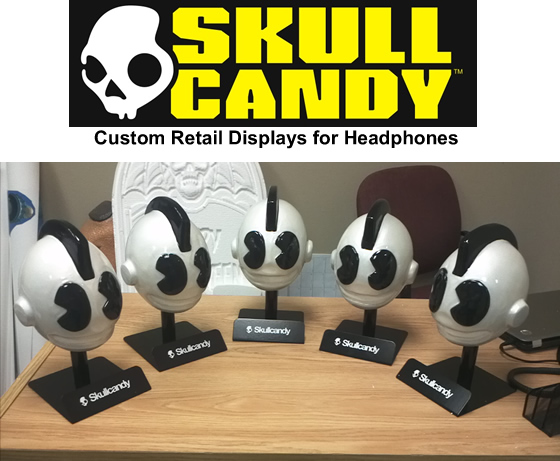 retail display - point of sale - skull candy - scenic merchandising - sculpture prop