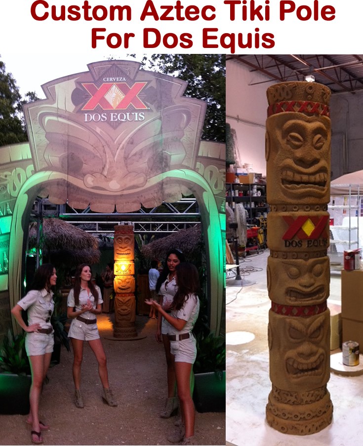 Custom Foam Props and Displays for events and tradeshows aztec tiki pole for dos equis