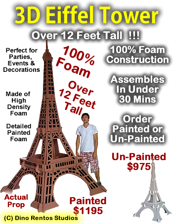 Big 3D Eiffel Tower Foam Display Prop