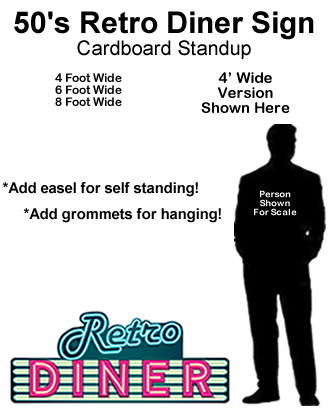 50's Retro Diner Sign Cardboard Cutout Standup Prop 