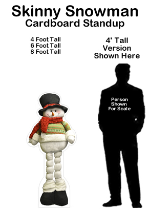 Skinny Snowman Cardboard Cutout Standup Prop