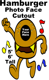 Hamburger Photo Face Cardboard Cutout Standup Prop