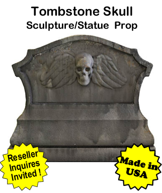 Tombstone Skull Sculpture Statue Prop