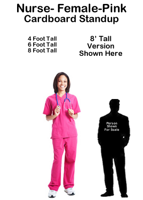 Nurse Female Pink Cardboard Cutout Standup Prop