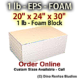 EPS Foam  Block - 1 lb Density - 20x24x30